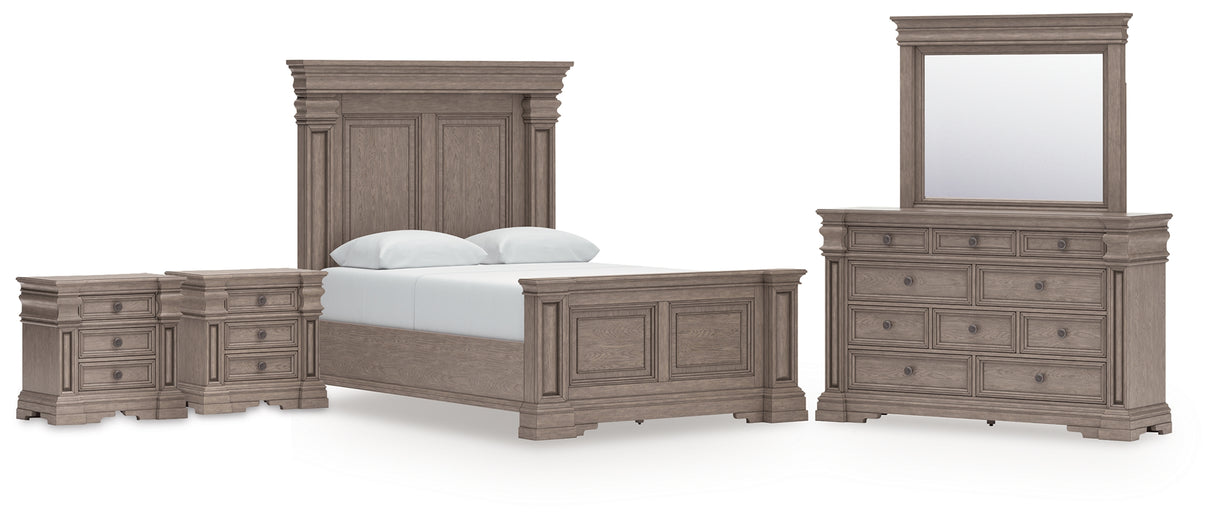 Furniture City Houma - Ashley Furniture - Blairhurst Queen Panel Bed - Queen Panel Bed, Dresser, Mirror and 2 Nightstands / Light Grayish Brown - B916B10