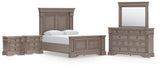 Furniture City Houma - Ashley Furniture - Blairhurst Queen Panel Bed - Queen Panel Bed, Dresser, Mirror and 2 Nightstands / Light Grayish Brown - B916B10