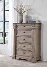 Blairhurst Queen Panel Bed, Dresser, Mirror, 2 Chests and Nightstand