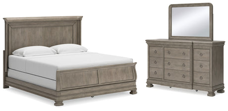 Furniture City Houma - Ashley Furniture - Lexorne King Sleigh Bed, Dresser and Mirror - King Sleigh Bed, Dresser and Mirror - B924B8