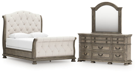 Furniture City Houma - Ashley Furniture - Ardenfield Queen Upholstered Sleigh Bed, Dresser and Mirror - Queen Upholstered Sleigh Bed, Dresser and Mirror - B944B3