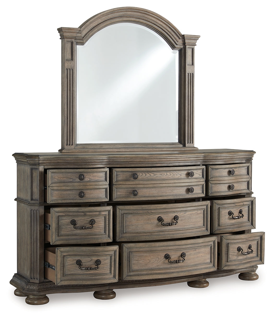 Ardenfield King Sleigh Bed, Dresser, Mirror and Nightstand