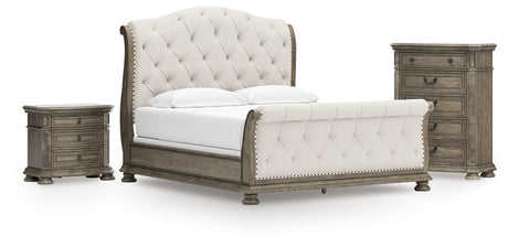 Furniture City Houma - Ashley Furniture - Ardenfield California King Sleigh Bed, Chest and Nightstand - California King Sleigh Bed, Chest and Nightstand / Light Brown - B944B6