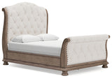 Ardenfield Queen Upholstered Sleigh Bed, Dresser and Mirror