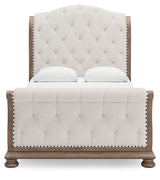 Ardenfield Queen Upholstered Sleigh Bed, Dresser and Mirror