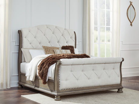 Furniture City Houma - Ashley Furniture - Ardenfield Queen Upholstered Sleigh Bed - Queen Upholstered Sleigh Bed / Light Brown - B944B2