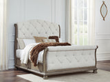 Ardenfield Queen Upholstered Sleigh Bed, Dresser and Mirror