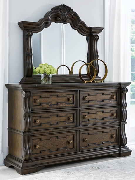 Furniture City Houma - Ashley Furniture - Maylee Dresser and Mirror - Dresser and Mirror / Dark Brown - B947B1