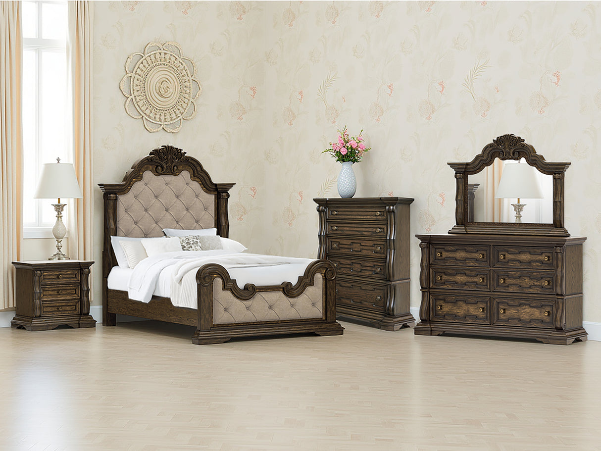 Furniture City Houma - Ashley Furniture - Maylee Bedroom - Queen Upholstered Bed / Dark Brown - B947B2