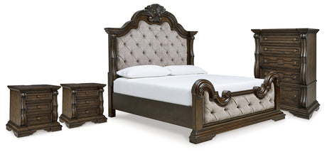 Furniture City Houma - Ashley Furniture - Maylee King Upholstered Panel Bed, Chest and 2 Nightstands - King Upholstered Panel Bed, Chest and 2 Nightstands - B947B19