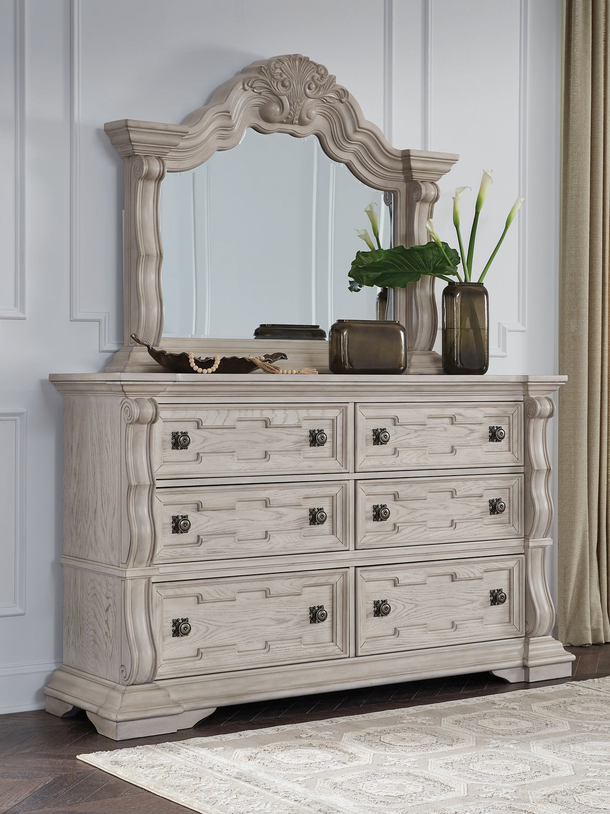 Furniture City Houma - Ashley Furniture - Bruchandi Bedroom - Dresser and Mirror / Antique White - PCB948B1