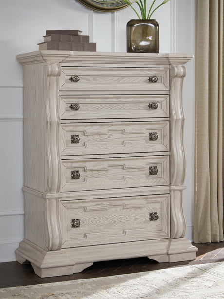 Furniture City Houma - Ashley Furniture - Bruchandi Chest of Drawers - Five Drawer Chest / Antique White - PCB948-46