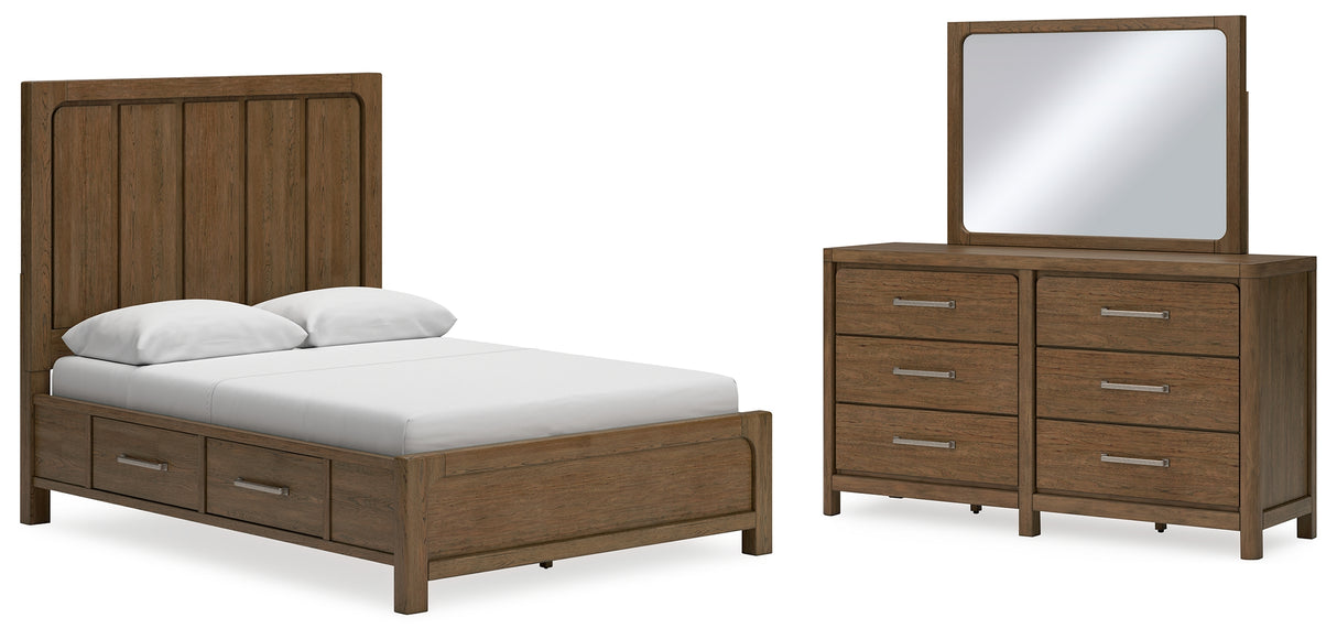 Furniture City Houma - Ashley Furniture - Cabalynn Queen Panel Bed with Storage - Queen Panel Bed with Storage, Dresser and Mirror / Light Brown - B974B5