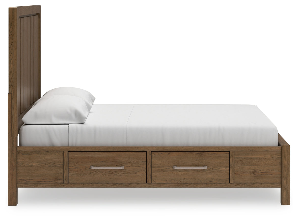 Cabalynn King Panel Bed with Storage, Dresser and Mirror