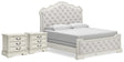 Furniture City Houma - Ashley Furniture - Arlendyne King Panel Bed and 2 Nightstands - King Panel Bed and 2 Nightstands / Antique White - B980B13