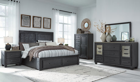 Furniture City Houma - Ashley Furniture - Foyland Cal King Panel Storage Bed, Dresser, Mirror, Chest and Nightstand - Cal King Panel Storage Bed, Dresser, Mirror, Chest and Nightstand - B989B6