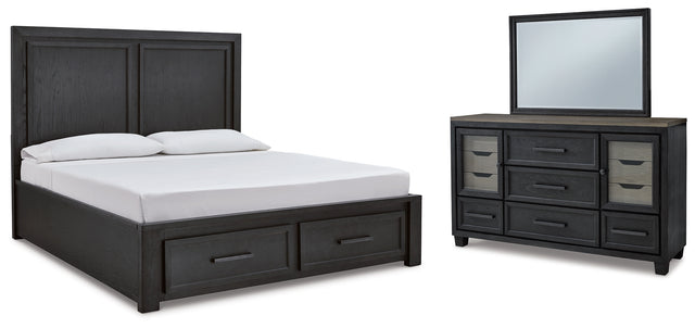 Furniture City Houma - Ashley Furniture - Foyland King Panel Storage Bed, Dresser and Mirror - King Panel Storage Bed, Dresser and Mirror - B989B7