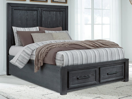 Furniture City Houma - Ashley Furniture - Foyland Queen Panel Storage Bed - Queen Panel Storage Bed / Black/Brown - B989B2