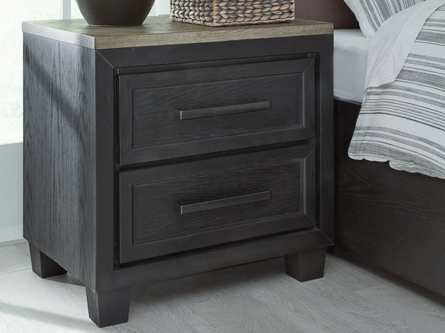 Furniture City Houma - Ashley Furniture - Foyland Nightstand - Two Drawer Night Stand / Black/Brown - B989-92