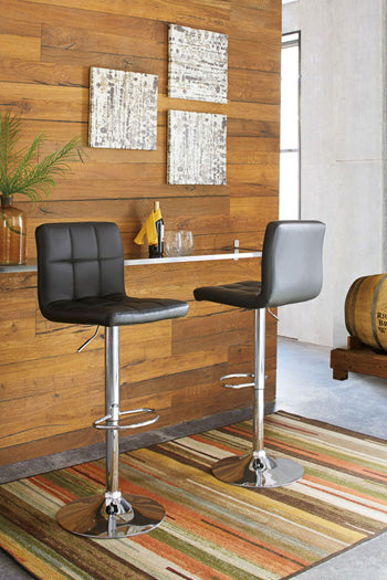 Furniture City Houma - Ashley Furniture - Bellatier Adjustable Height Bar Stool (Set of 2) - Adjustable Height Bar Stool (Set of 2) / Black/Chrome Finish - D120-130X2