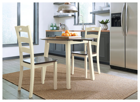 Furniture City Houma - Ashley Furniture - Woodanville Dining Table with 2 Chairs - Dining Table with 2 Chairs / Cream/Brown - D335D4