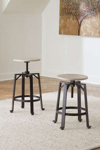 Furniture City Houma - Ashley Furniture - Karisslyn Counter Height Stool (Set of 2) - Counter Height Stool (Set of 2) / Whitewash/Black - D336-024X2