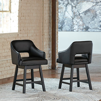 Furniture City Houma - Ashley Furniture - Tallenger Counter Height Bar Stool (Set of 2) - Counter Height Bar Stool (Set of 2) / Black/Dark Brown - D380-924X2