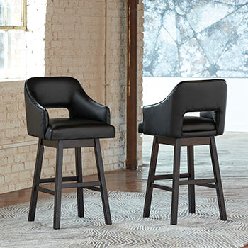 Furniture City Houma - Ashley Furniture - Tallenger Bar Height Bar Stool (Set of 2) - Bar Height Bar Stool (Set of 2) / Black/Dark Brown - D380-930X2