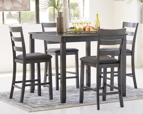 Furniture City Houma - Ashley Furniture - Bridson Counter Height Dining Table and Bar Stools (Set of 5) - Square Counter TBL Set (5/CN) / Gray - D383-223