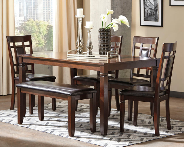 Furniture City Houma - Ashley Furniture - Bennox Dining Table and Chairs with Bench (Set of 6) - Dining Room Table Set (6/CN) / Brown - D384-325