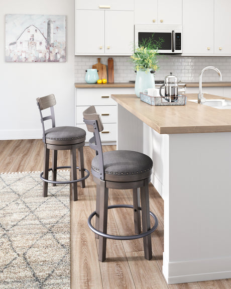 Furniture City Houma - Ashley Furniture - Caitbrook Counter Height Bar Stool - UPH Swivel Barstool (1/CN) / Gray - D388-224