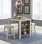 Furniture City Houma - Ashley Furniture - Skempton Counter Height Dining Table and Bar Stools (Set of 3) - RECT DRM Counter TBL Set(3/CN) / White/Light Brown - D394-113
