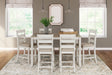 Furniture City Houma - Ashley Furniture - Skempton Counter Height Dining Table and Bar Stools (Set of 7) - RECT DRM Counter TBL Set(7/CN) / White/Light Brown - D394-423