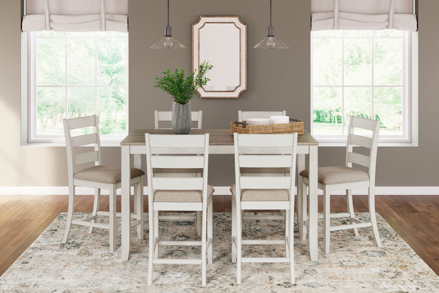Furniture City Houma - Ashley Furniture - Skempton Counter Height Dining Table and Bar Stools (Set of 7) - RECT DRM Counter TBL Set(7/CN) / White/Light Brown - D394-423