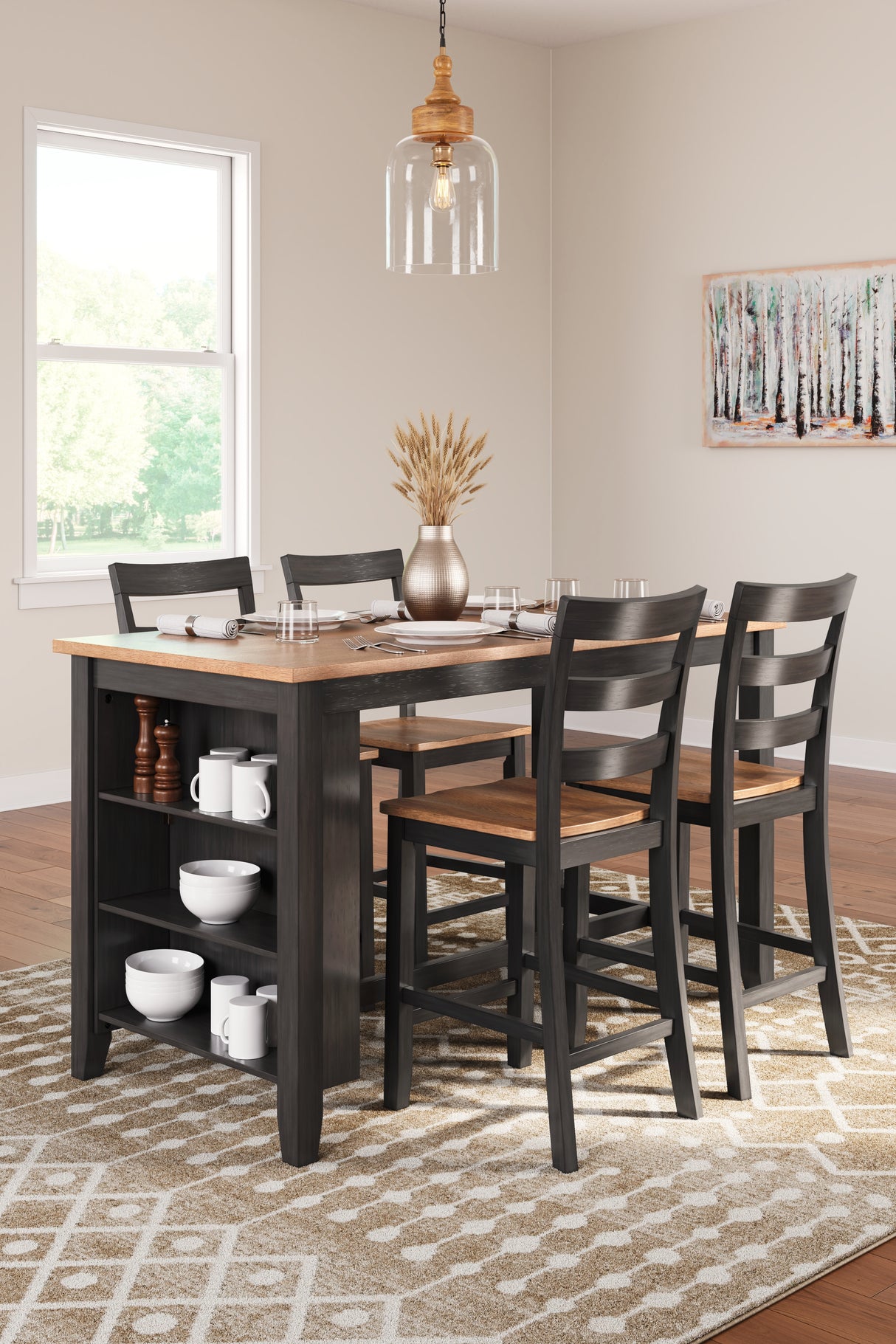 Furniture City Houma - Ashley Furniture - Gesthaven Counter Height Dining Table and 4 Barstools - Counter Height Dining Table and 4 Barstools / Natural/Brown - D396D2