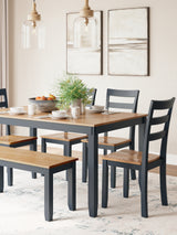 Gesthaven Dining Table with 4 Chairs and Bench (Set of 6)