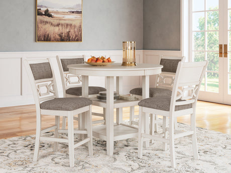 Furniture City Houma - Ashley Furniture - Erinberg Counter Height Dining Table and 4 Barstools (Set of 5) - DRM Counter Table Set (5/CN) / Antique White - D423-223