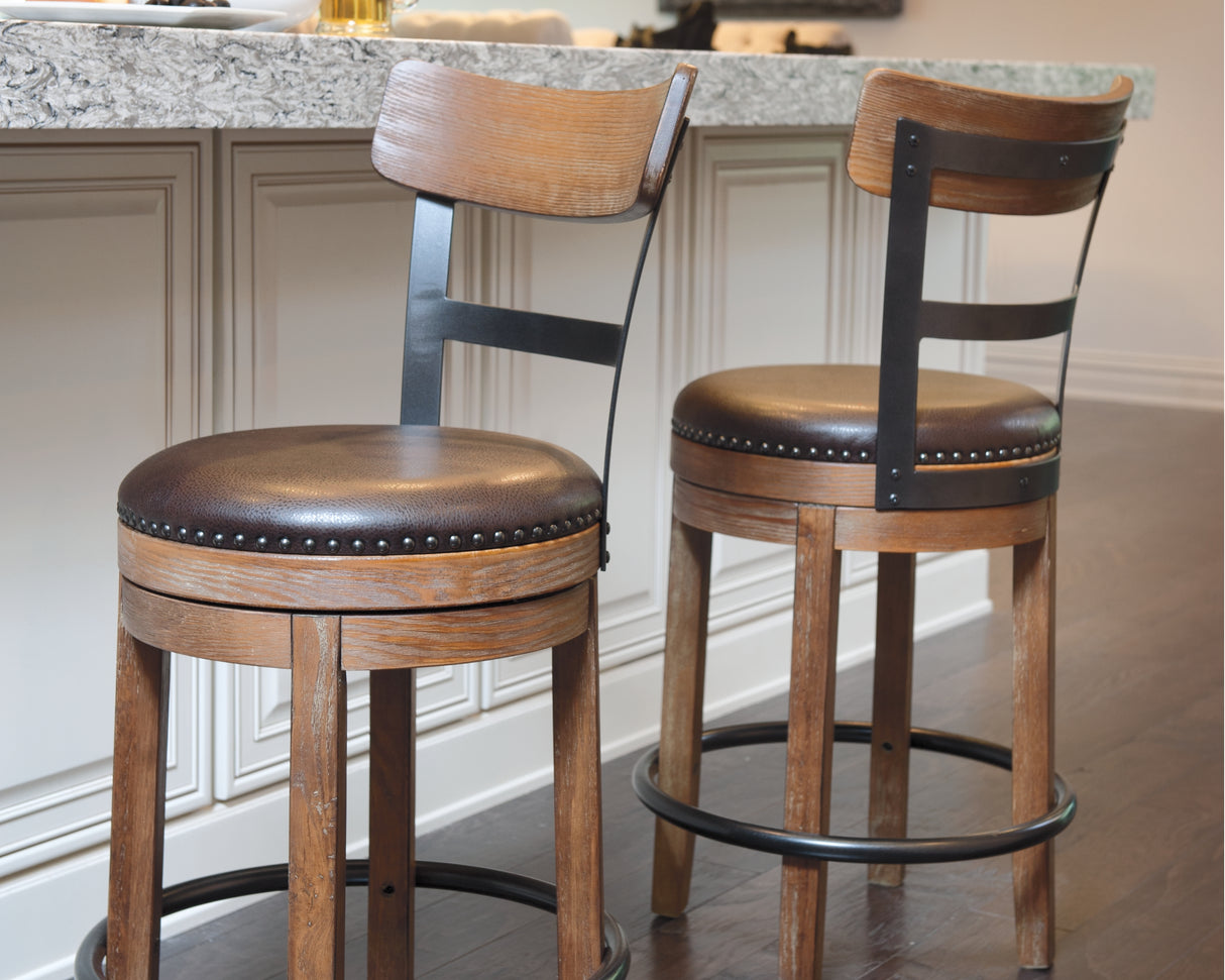 Furniture City Houma - Ashley Furniture - Pinnadel Dining Room - Counter Height Bar Stool (Set of 2) / Grayish Brown - D542-124X2