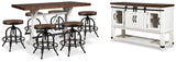Furniture City Houma - Ashley Furniture - Valebeck Counter Height Dining Table, 6 Barstools and Server - Counter Height Dining Table, 6 Barstools and Server - D546D32