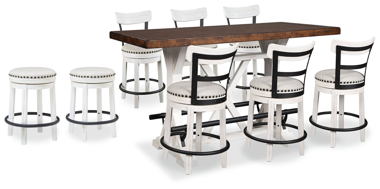 Furniture City Houma - Ashley Furniture - Valebeck Counter Height Dining Table and 8 Barstools - Counter Height Dining Table and 8 Barstools / Multi - D546D30