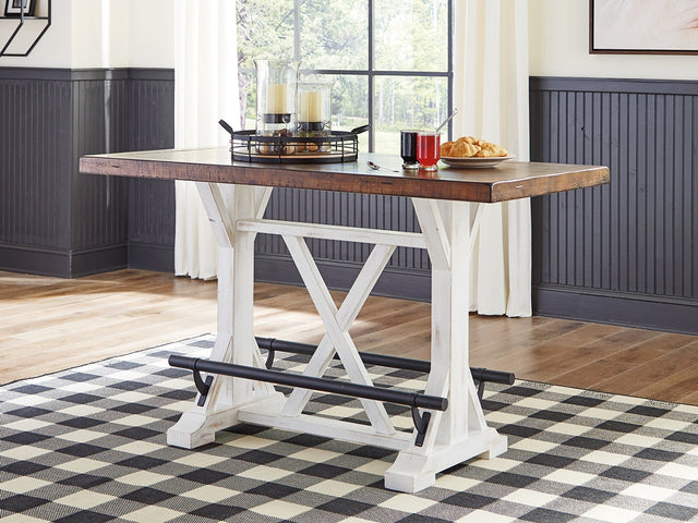 Furniture City Houma - Ashley Furniture - Valebeck Counter Height Dining Table - RECT Dining Room Counter Table / White/Brown - D546-13