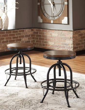 Furniture City Houma - Ashley Furniture - Valebeck Counter Height Bar Stool (Set of 2) - Counter Height Bar Stool (Set of 2) / Brown/Black - D546-224X2