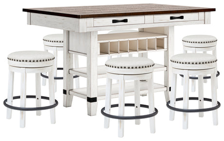 Furniture City Houma - Ashley Furniture - Valebeck Counter Height Dining Table and 6 Barstools - Counter Height Dining Table and 6 Barstools / Multi - D546D33