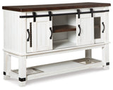 Valebeck Counter Height Dining Table, 6 Barstools and Server