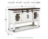 Valebeck Counter Height Dining Table, 6 Barstools and Server