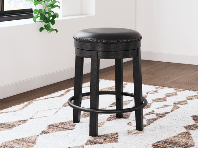 Furniture City Houma - Ashley Furniture - Valebeck Counter Height Barstool - UPH Swivel Stool (1/CN) / Black - D546-824