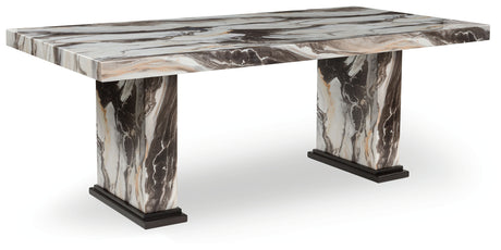 Furniture City Houma - Ashley Furniture - Jeshina Dining Table - Dining Table / Dark Brown/Beige - PCD581D4