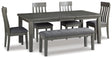 Furniture City Houma - Ashley Furniture - Hallanden Dining Table, 4 Chairs, and Bench - Dining Table, 4 Chairs, and Bench - D589D2