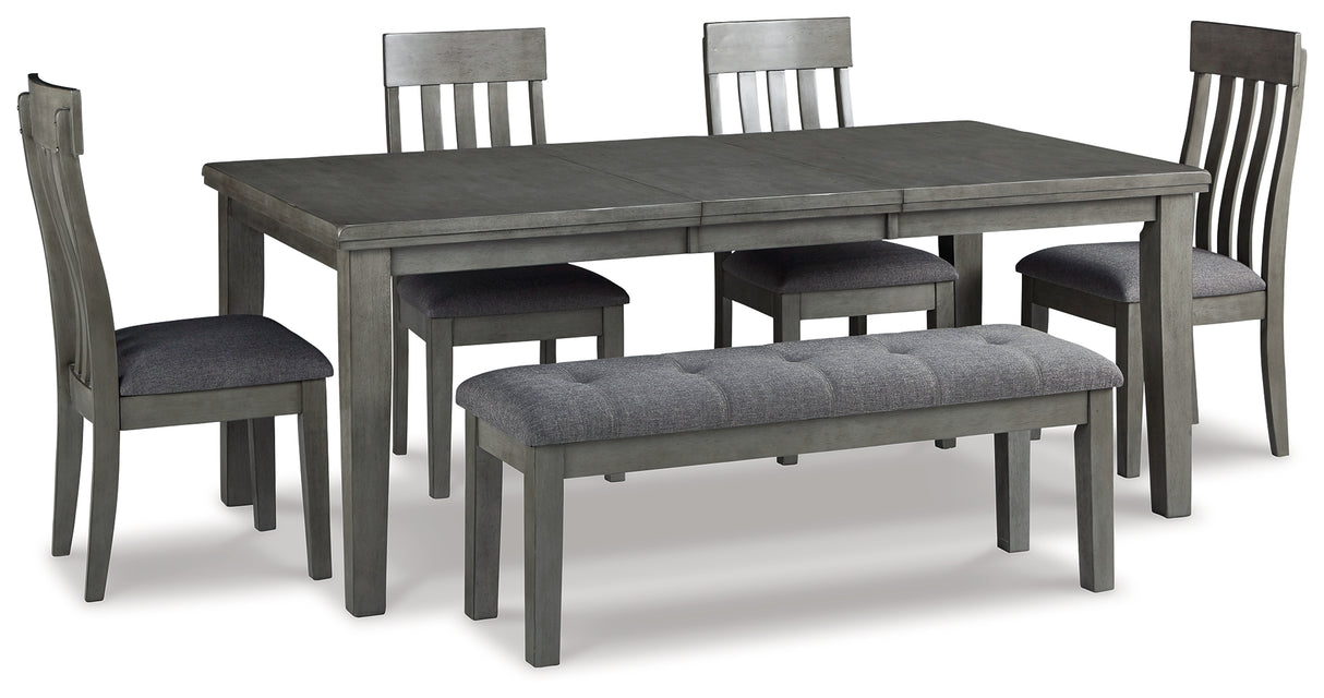 Furniture City Houma - Ashley Furniture - Hallanden Dining Table, 4 Chairs, and Bench - Dining Table, 4 Chairs, and Bench - D589D2
