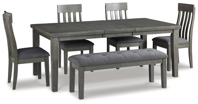 Furniture City Houma - Ashley Furniture - Hallanden Dining Table, 4 Chairs, and Bench - Dining Table, 4 Chairs, and Bench - D589D2